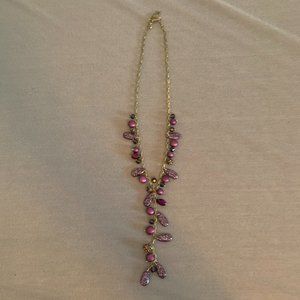 2/$20 Purple/Gold Drop Statement Necklace